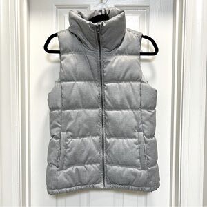 OLD NAVY Puffer Vest | Stand Collar | Women's S | Light Gray Matte Herringbone